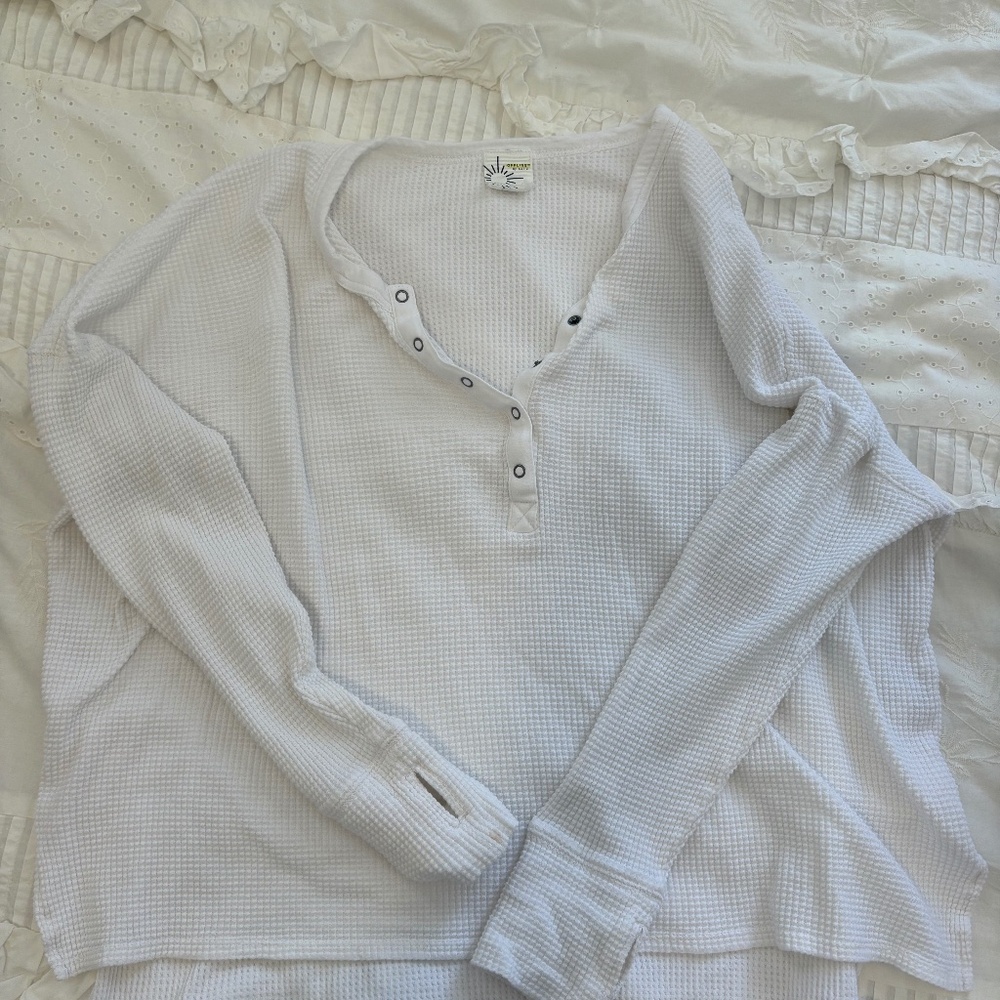Aerie Waffle Knit Henley Top